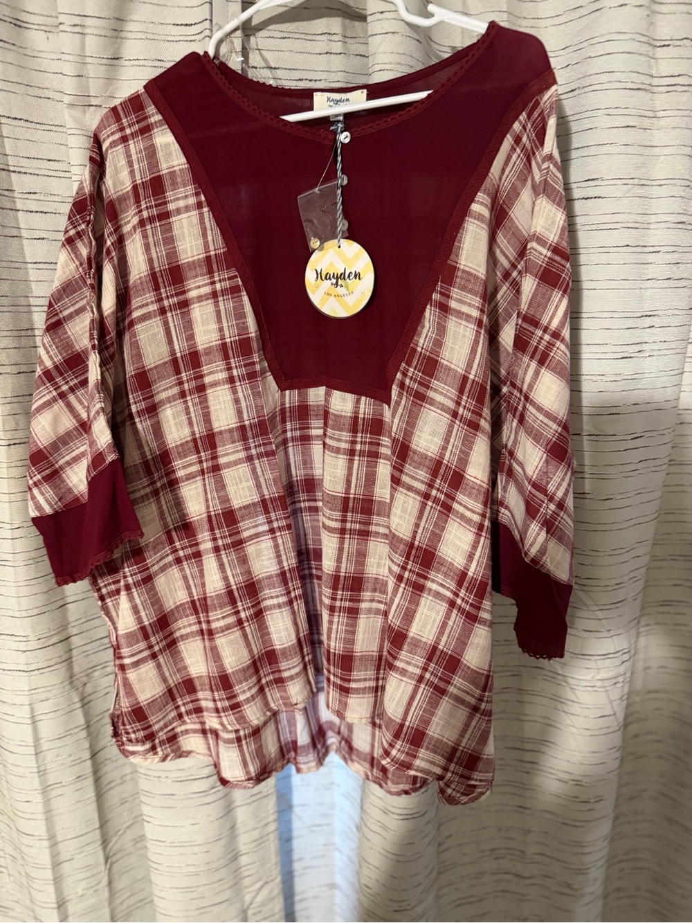 S/M Hayden Los Angeles Plaid Boho Top